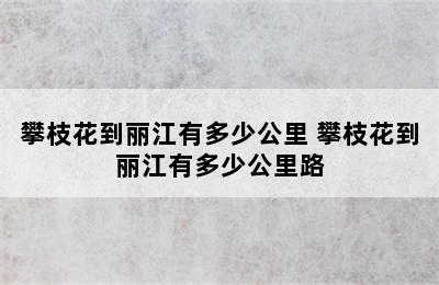 攀枝花到丽江有多少公里 攀枝花到丽江有多少公里路